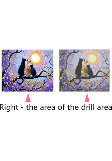 Padalink Kedi Ağaç Desenli 30x40cm Tam Taşlı Diamond Painting, Canvas Malzeme, Tam Gereç Setiyle Dıy Boyama Diğer