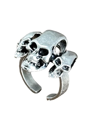 Takı Dükkanı Üç Boyutlu Kuru Karaflı Boyu Ayarlanabilir Erkek Yüzük Bby27 Gümüş