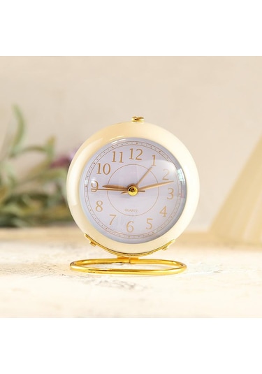 Masa Üstü Dekoratif Saat Gövde Bej Taban Gold