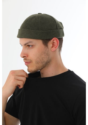 Kaşe Arkadan Ayarlı Retro Hip-hop Takke Şapka Haki