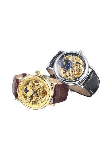 Erkek Moda Lüks Hollow Saat Klasik Charm Otomatik Mekanik Kol Saati 5 Diğer