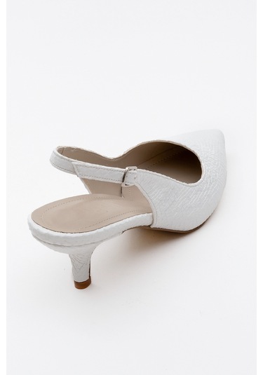 Value Beyaz Desenli Kadın Topuklu Ayakkabı Beyaz Yılan Beyaz