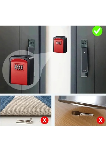 Kırmızı Şifreli Anahtar Ve Eşya Saklama Güvenlik Kasası