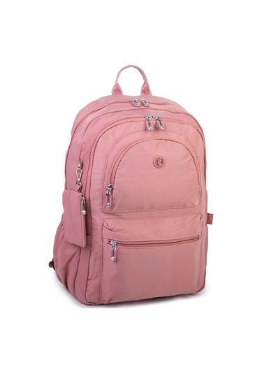 Nas Bag Unisex Büyük Boy Hafif Çok Gözlü Sırt Çantası Gül Kurusu Gül Kurusu