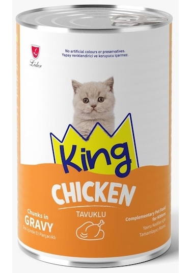 King Et Parçacıklı Tavuklu Yavru Kedi Konserve 400 Gr 6 Adet