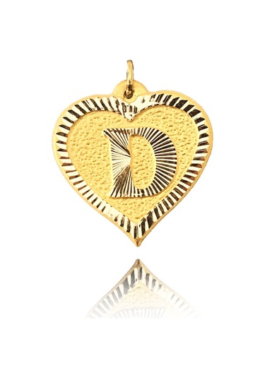 0.25 Gram 14 Ayar D Harfi Kalp Kolye Ucu
