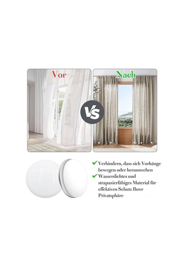 Moveevo 10 Adet Manyetik Perde Ağırlığı - Banyo Perdesi, Masa Örtüsü Ağırlayıcı - Beyaz Plastik Manyetik Kancalar Beyaz