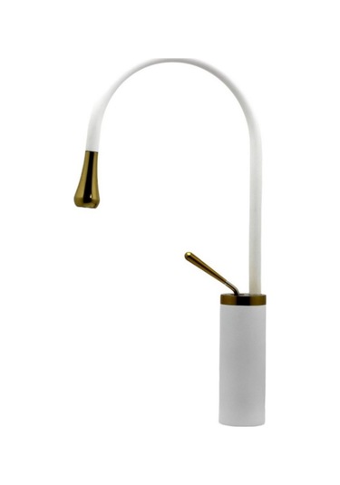 Damla Çanak Lavabo Bataryası Beyaz Gold 093001 Beyaz - Gold