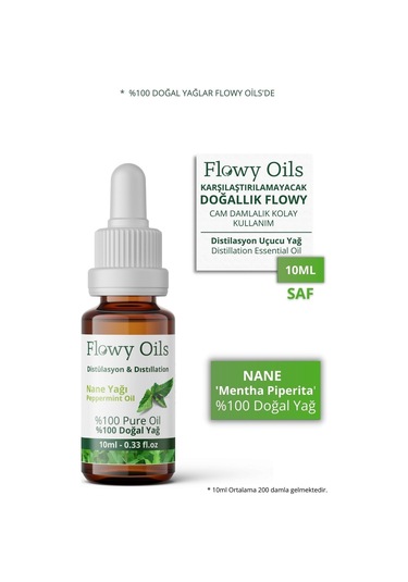 Flowy Oils Biberiye + Nane + Okaliptüs Doğal Bitkisel Uçucu Yağ 3 x 10 ML