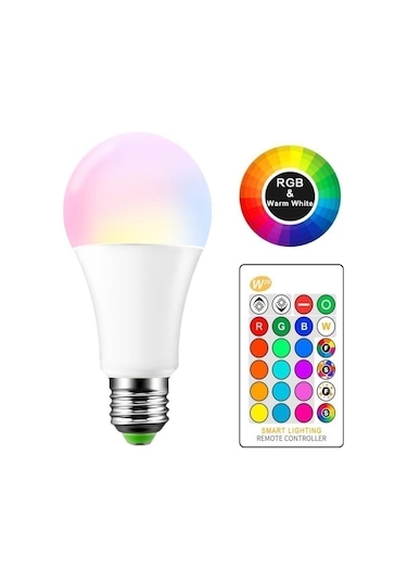 Home Uzaktan Kumandalı Renk Değiştiren Ampul Rgb 9w Beyaz Dahil 1