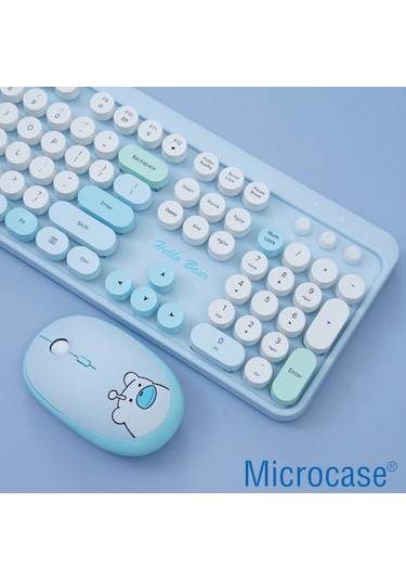 Geezer AL4186 Ayıcık Desenli Kablosuz Renkli Klavye + Mouse