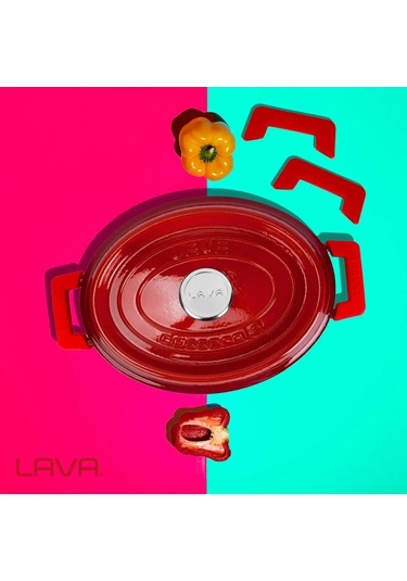 Lava Döküm Isı Dayanımlı Tencere Silikon Tutacak. 1set 2adet Kırmızı