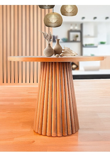 Acantus Natural Ahşap Yemek Masası 100x100 Naturel