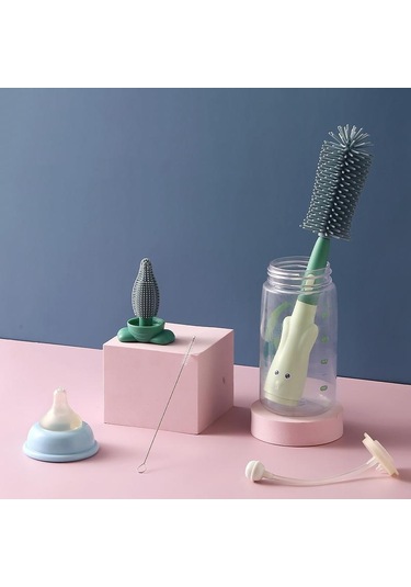 Kırmızı Emzik Şişe Fırçası Bebek Süt Şişesi Temizleme Fırçası Silikon Bardak Fırça Temizleme Aracı