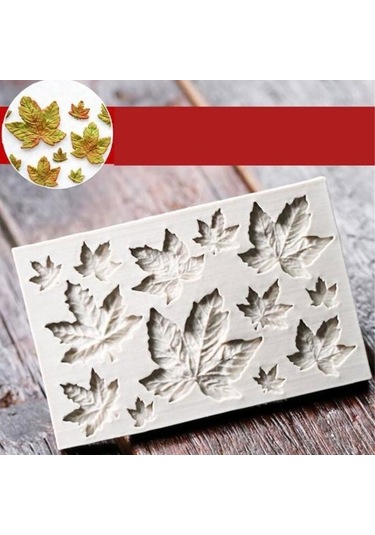 Gri Beyaz Mutfak Çikolata Sugarcraft Silikon Fondan Kalıp Kek Dekor Akçaağaç Yaprakları Kalıp