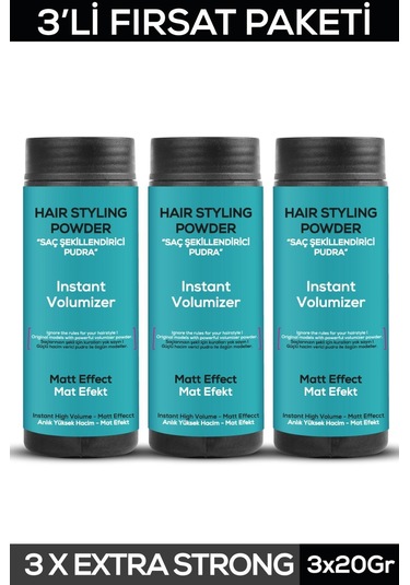 Fontenay Saç Şekillendirici Pudra Toz Wax Mat Effect Mavı 20gr X3 + 1018 Tarak'ı 4'lü Set