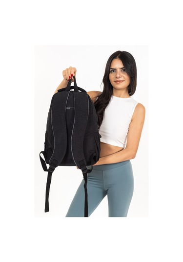 Modern Tarzda Su Geçirmez Krınkil Kumaş Okul Sırt Çantası Hafif, Konforlu Ve Fonksiyonel Tasarım - Siyah Siyah
