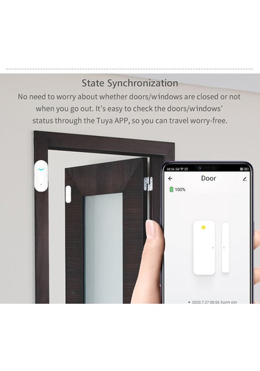 Geeksen Tuya Akıllı Ev Wifi Pencere Kapı Alarm Sensörü, Gerçek Zamanlı Uyarı, Durum Senkronizasyonu, Kolay Kurulum Beyaz, Pil Yok