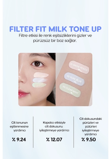 Peripera Filter Fit Milk Tone Up SPF30 002 Pure Blue