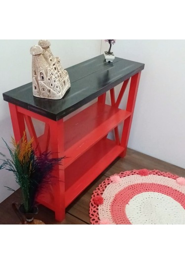 Roys Ahşap 80 Cm Kırmızı Siyah Masif Dresuar Siyah