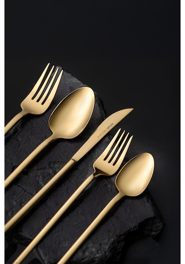 Emsan Lora Parlak Gold 60 Parça 12 Kişilik Çatal Kaşık Bıçak Takımı Gold