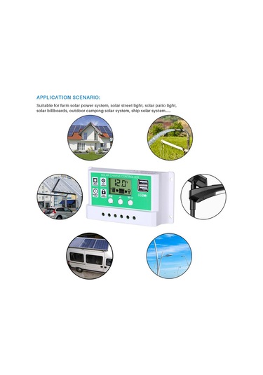 40a Güneş Şarj Kontrol Cihazı 12v/24v Otomatik Pwm Kontrol Cihazları Lcd Ekran Çift Usb 5v Çıkış Kontrol Cihazı
