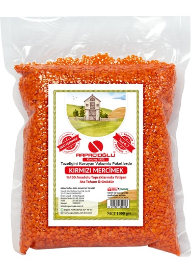 Arpacıoğlu Cilalı Kırmızı Yaprak Mercimek Vakumlu 5 x 1 KG