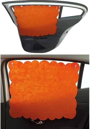 Oto Güneşlik Perdesi Yan Cam Araç Perdesi Arka Koltuk Emzirme Örtüsü Turuncu Keçe Vantuzlu 1 Adet