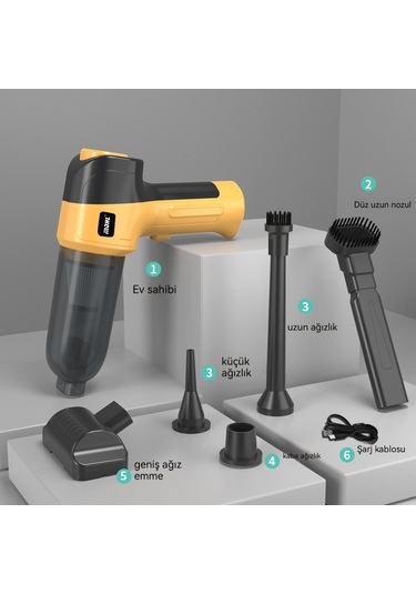 Güçlü Ve Yüksek Güçlü Araç Elektrikli Süpürgesi-turuncu