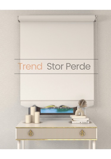 Ekru Etek Dilimli Zebra Stor Güneşlik Perde Kırık Ekru