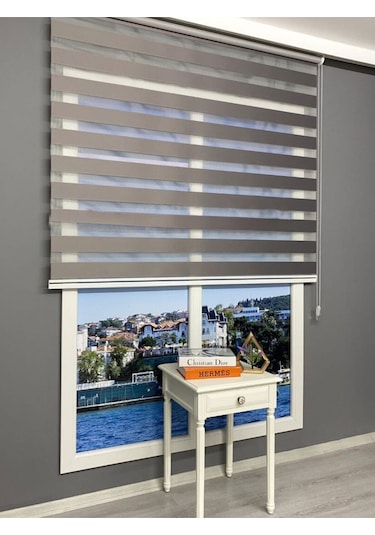 Antrasit Bambu Düz Zebra Stor Güneşlik Perde