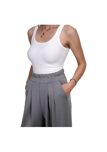 Kadın Modal Kumaş Havuç Kesim Gri Pantolon Gri