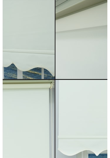 Kalın Keten Stor Zebra Güneşlik Perde Etekli Alüminyum Kasa & Boru, Ithal Kumaş Ekru