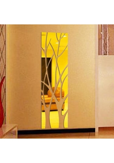 Siyah Modern Akrilik Ayna Duvar Sticker Ayrılabilir Çıkartması Sanatsal Fresk Duvar Sticker Ev Odası Dıy Dekor Ağacı Siyah