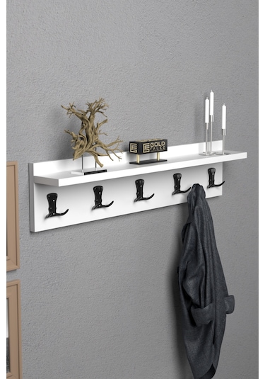 Askılık Duvar Elbise Askılığı Portmanto 80 Cm Beyaz Düz Beyaz