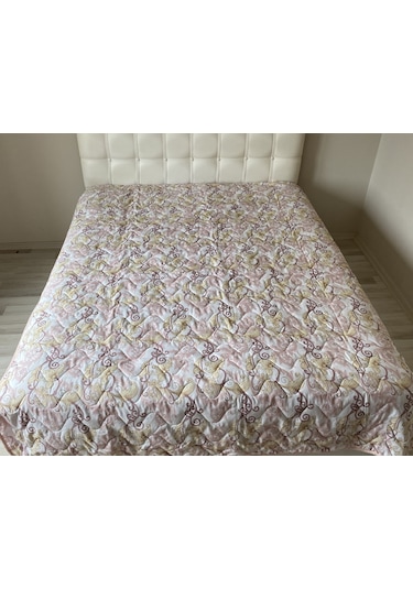 Kapitoneli Battal Boy Çok Amaçlı Örtü  - 200x220 CM Pudra