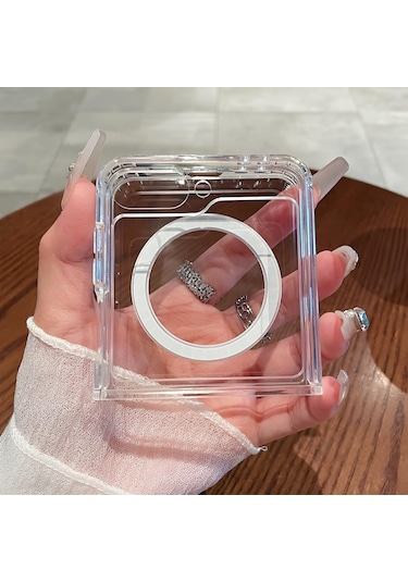 Şeffaf Mika Sararmaz Sert Magsafe Kılıf Galaxy Uyumlu Z Flip 6