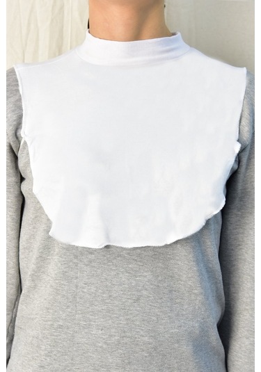 Tesettür Boyunluk Beyaz Çok Renkli