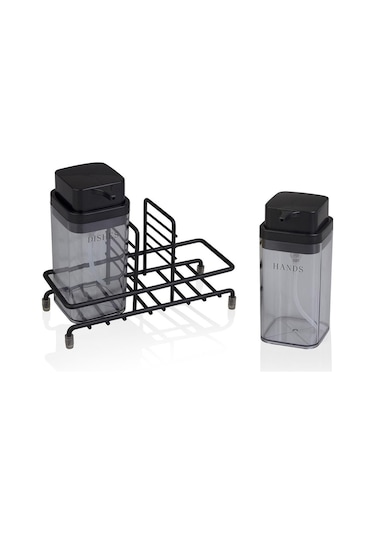 Okyanus Home Siyah Deluxe Kare Standlı 2'li Füme Rengi Sıvı Sabunluk