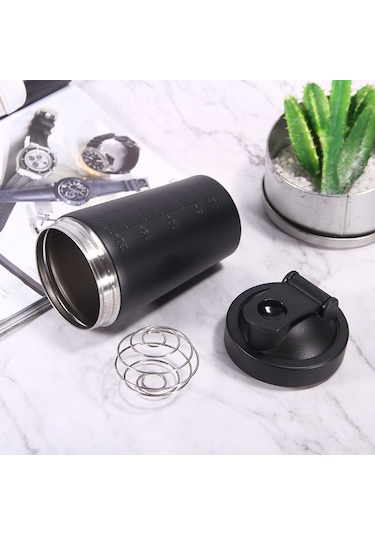 Wezone 750ml Sporcu Protein Shaker Termos, Paslanmaz Çelik Ölçekli Sallama Kupası