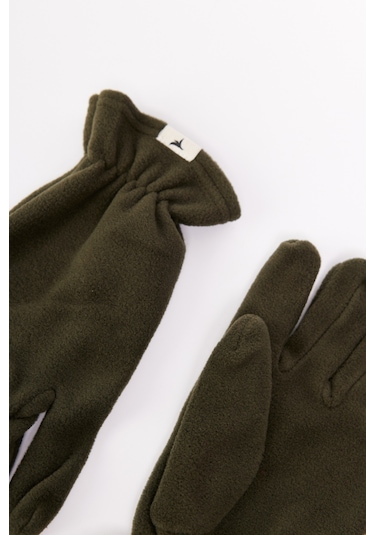 AC&Co / Altınyıldız Classics Erkek Haki Anti-pilling Sıcak Tutan Su Itici Polar Bere Boyunluk Eldiven Set