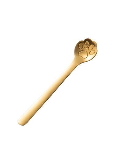 Sones Paslanmaz Çelik Yaratıcı Kedi Pençesi Kahve Kaşığı Tatlı Kek Kaşığı, Stil: Kedi Pençesi Kaşığı, Renk: Altın