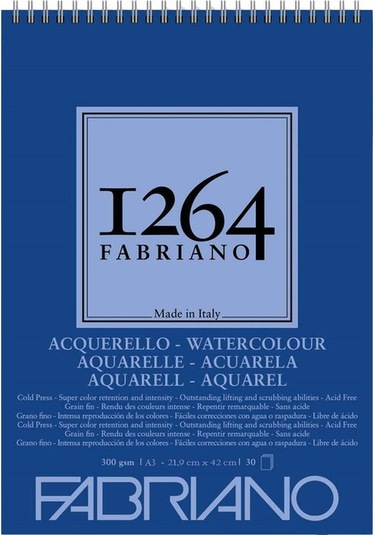 Fabriano 1264 Watercolour Sulu Boya Defteri 300 G A3 30 Yp Üstte