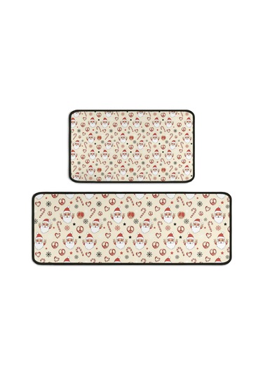 Noel Desenli 2'li Mutfak Matı, Anti-yorgunluk, Yastıklı Ve Kaymaz, Mutfak Ve Ofis İçin Noel Baba Noel Barış