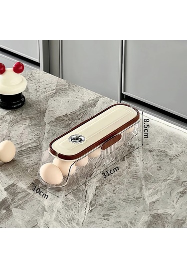 Ev Çok Katmanlı Otomatik Haddeleme Yumurta Saklama Kutusu Mutfak Ekru