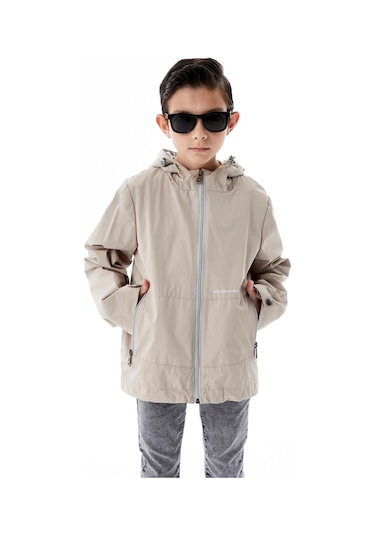 Benitto Kids Erkek Çocuk Kapüşonlu Mevsimlik Yağmurluk 51366 Bej
