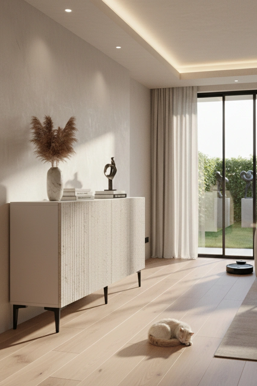 Ka1513bt Zeynep150 Konsol, Tv Sehpası Beyaz-traverten Kapak 150cm Beyaz