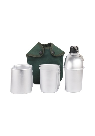 Lixada Gümüş 4 Adet Tencere Seti Alüminyum Askeri Kantin Fincan Gümüş