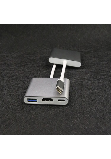 Padalink Altın Type-c'den Hdmı+usb'ye 4k Çevirici, Üçlü Fonksiyonlu Hd Video Ve Veri Aktarım Kablosu