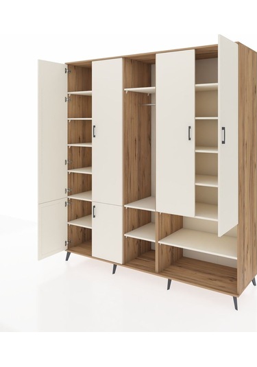 Kronos Dolap 15 Raflı 5 Kapaklı Tek Askılı 220x59x243 Çam-aytaşı/aytaşı Aytası/aytası